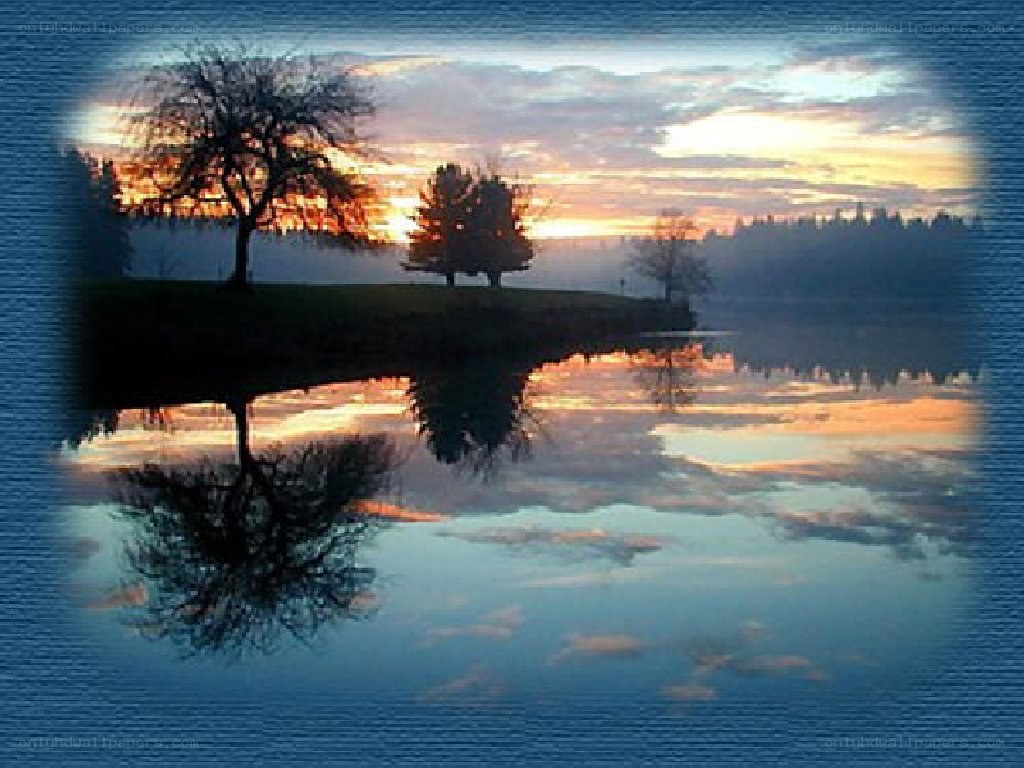 Sunset over a calm lake