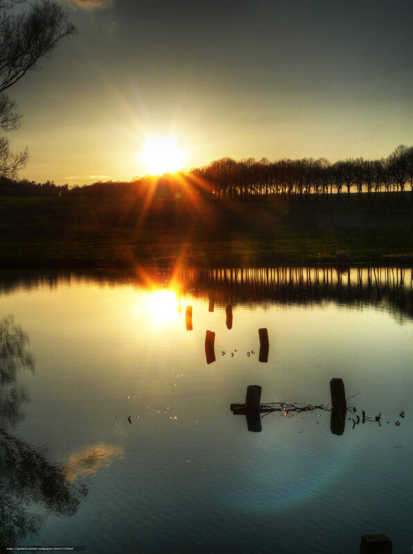 Sunset over a calm lake