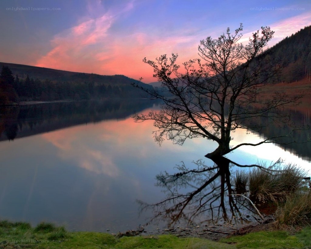 sunset over a calm lake