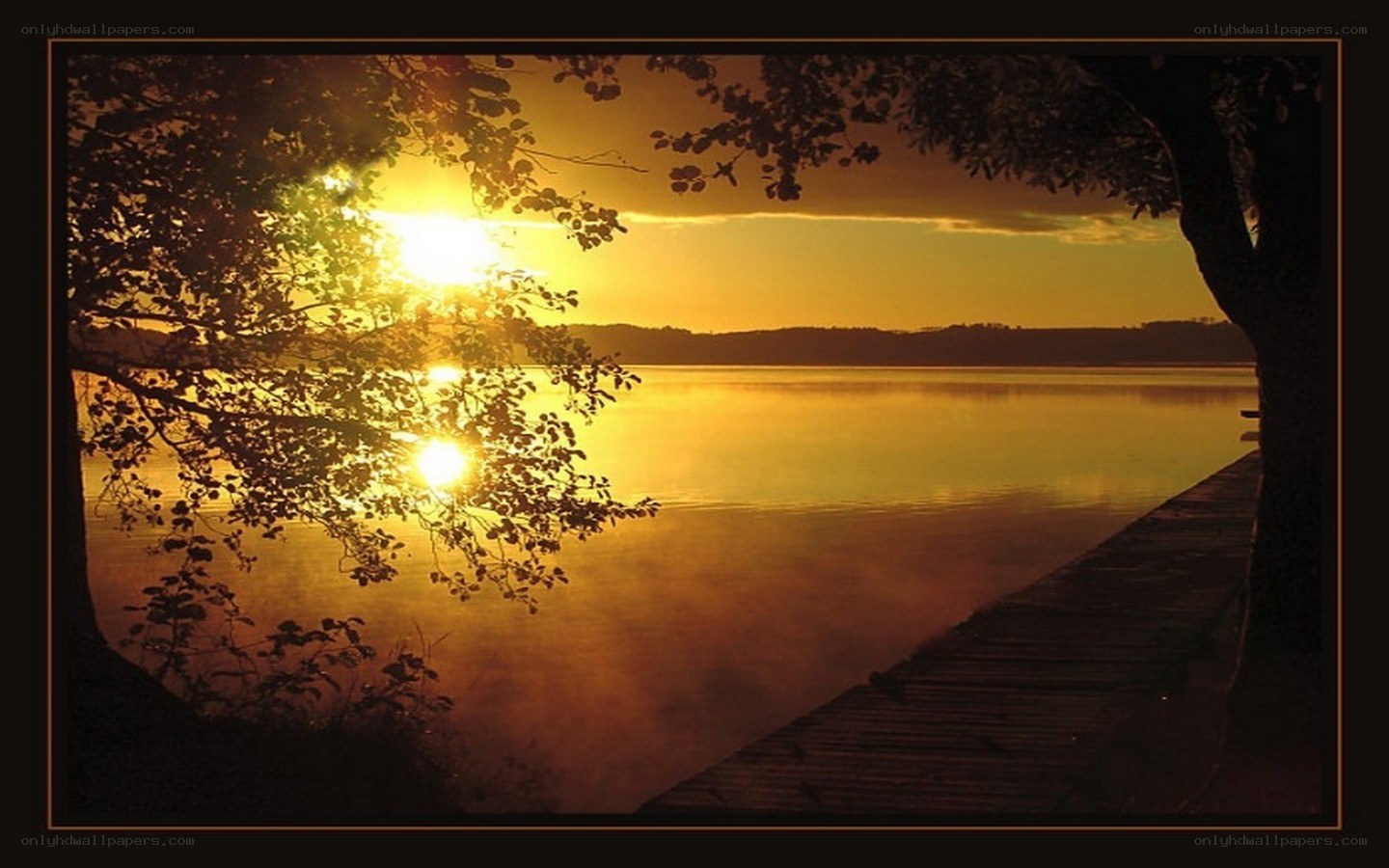 Sunset over a calm lake