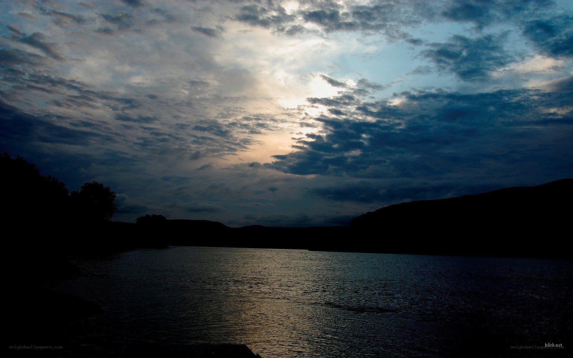 Sunset over a calm lake