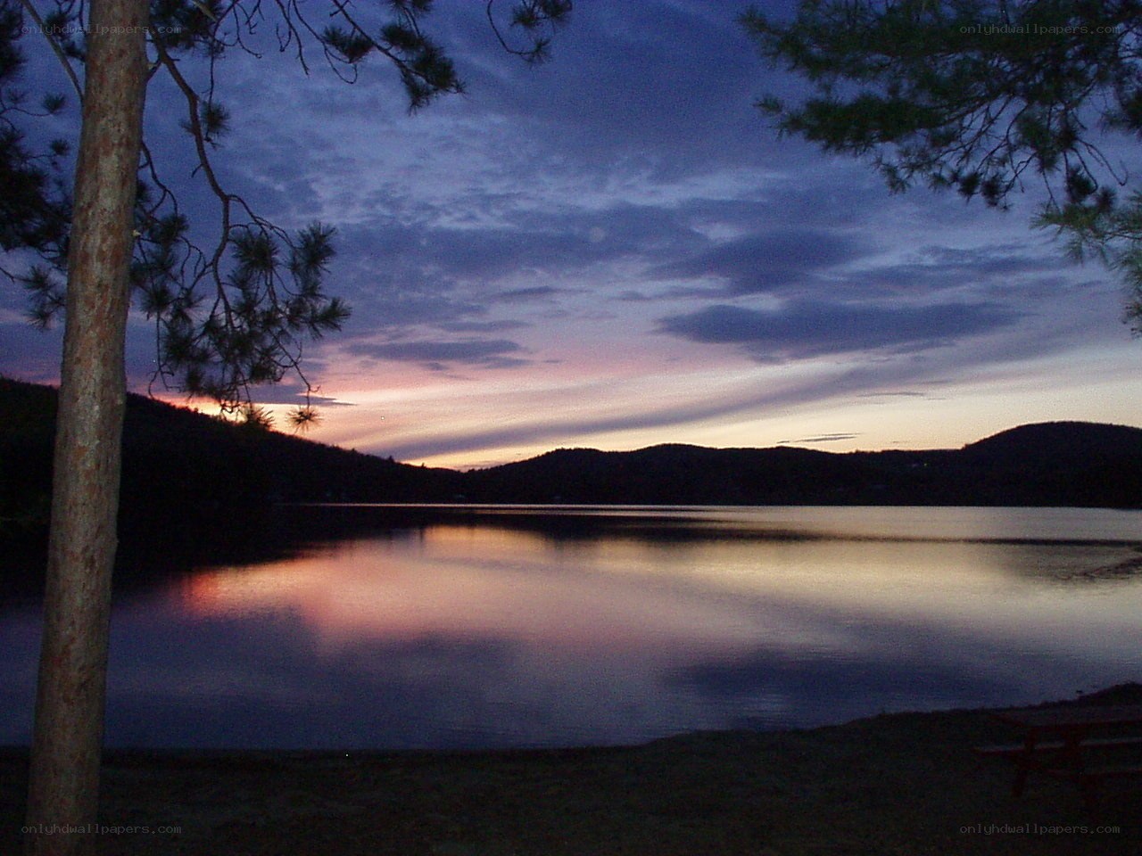 Sunset over a calm lake