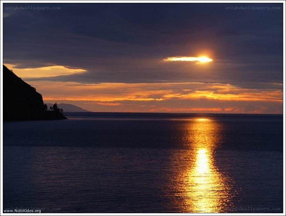Sunset over a calm lake