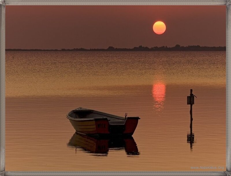 Sunset over a calm lake