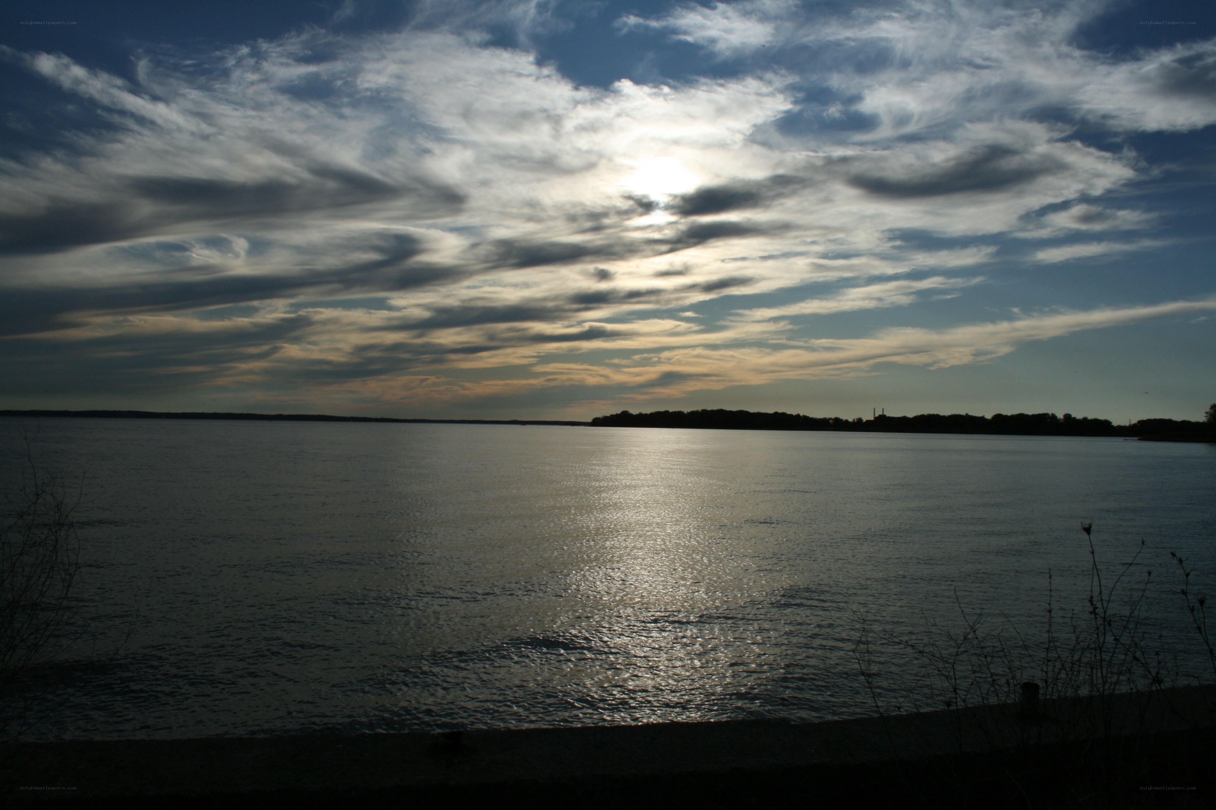 Sunset over a calm lake