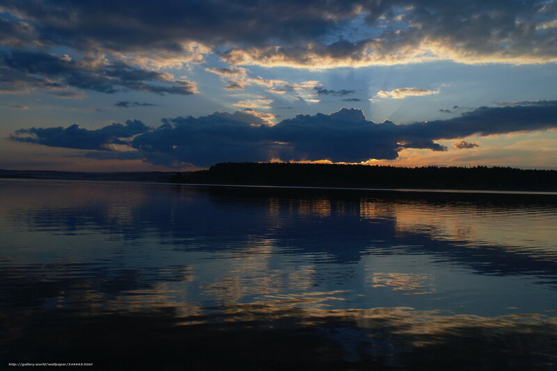 Sunset over a calm lake