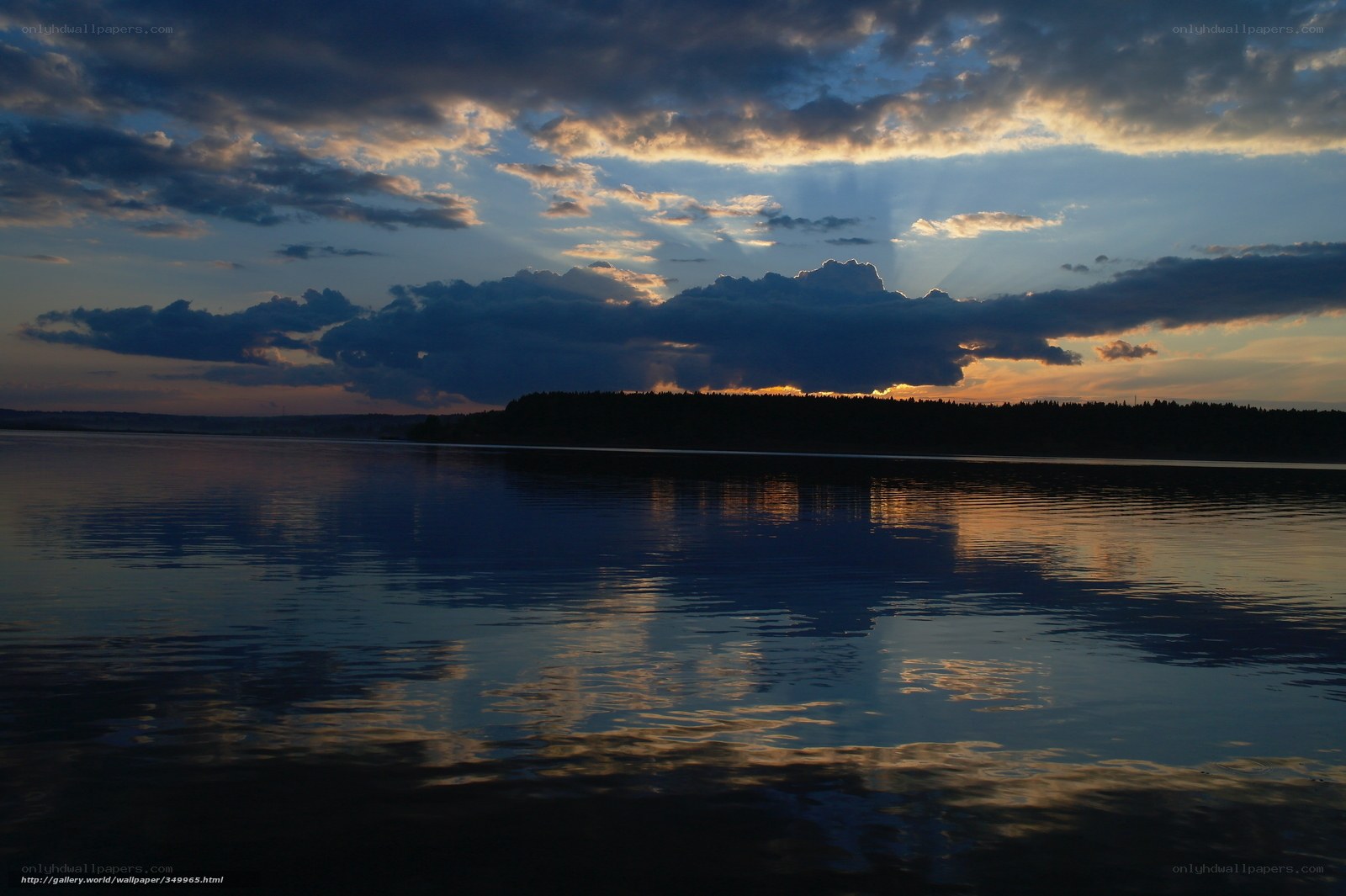 Sunset over a calm lake