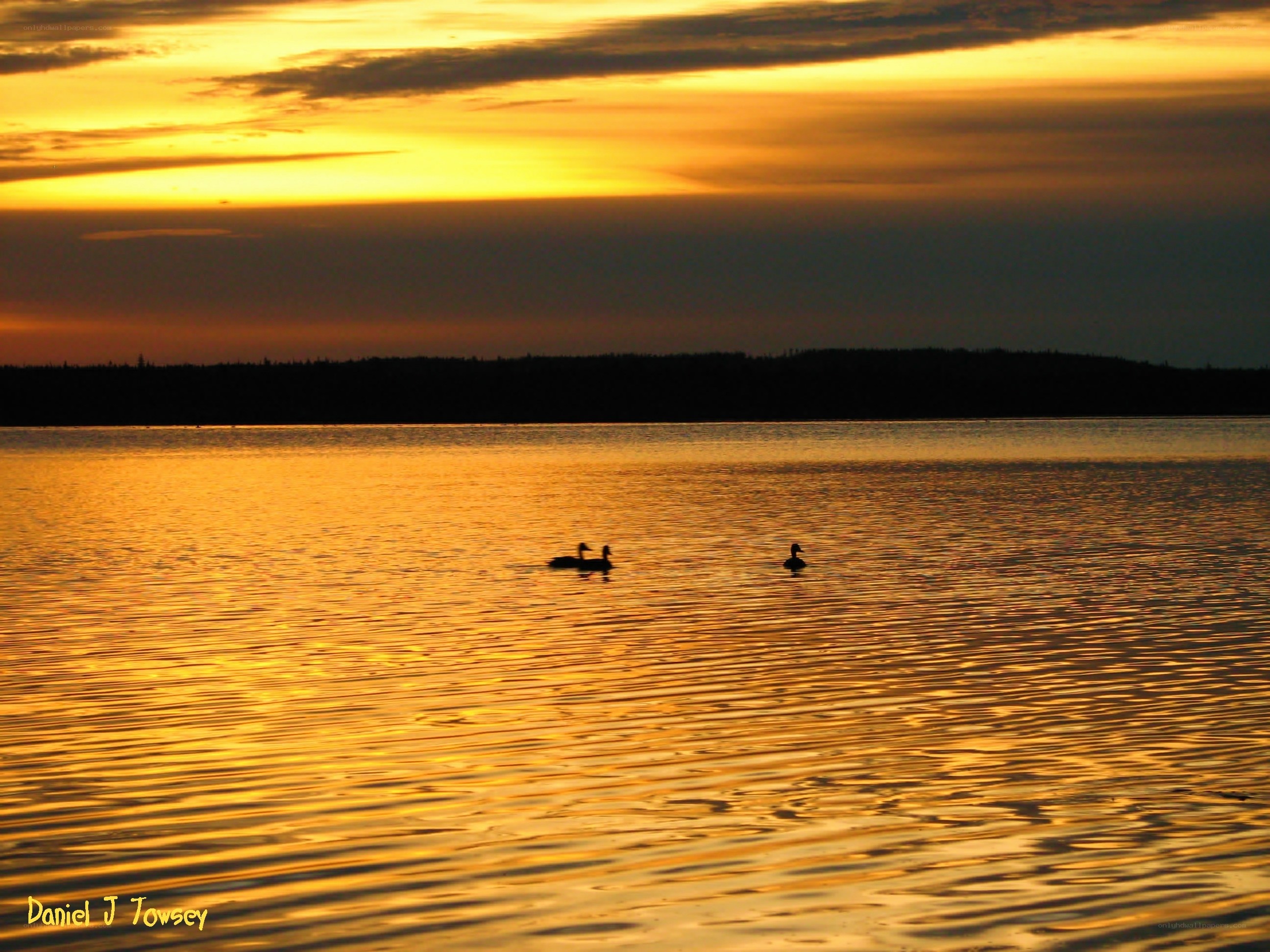 Sunset over a calm lake