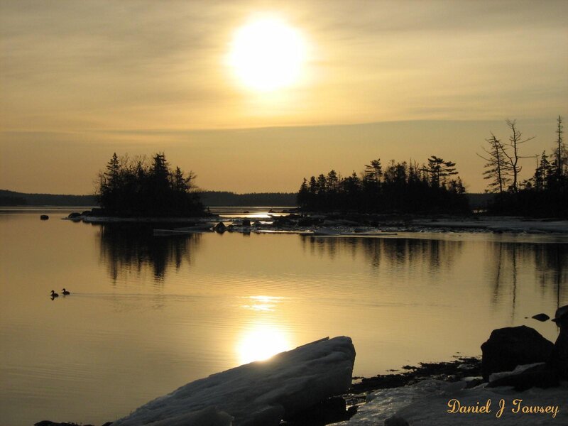 Sunset over a calm lake