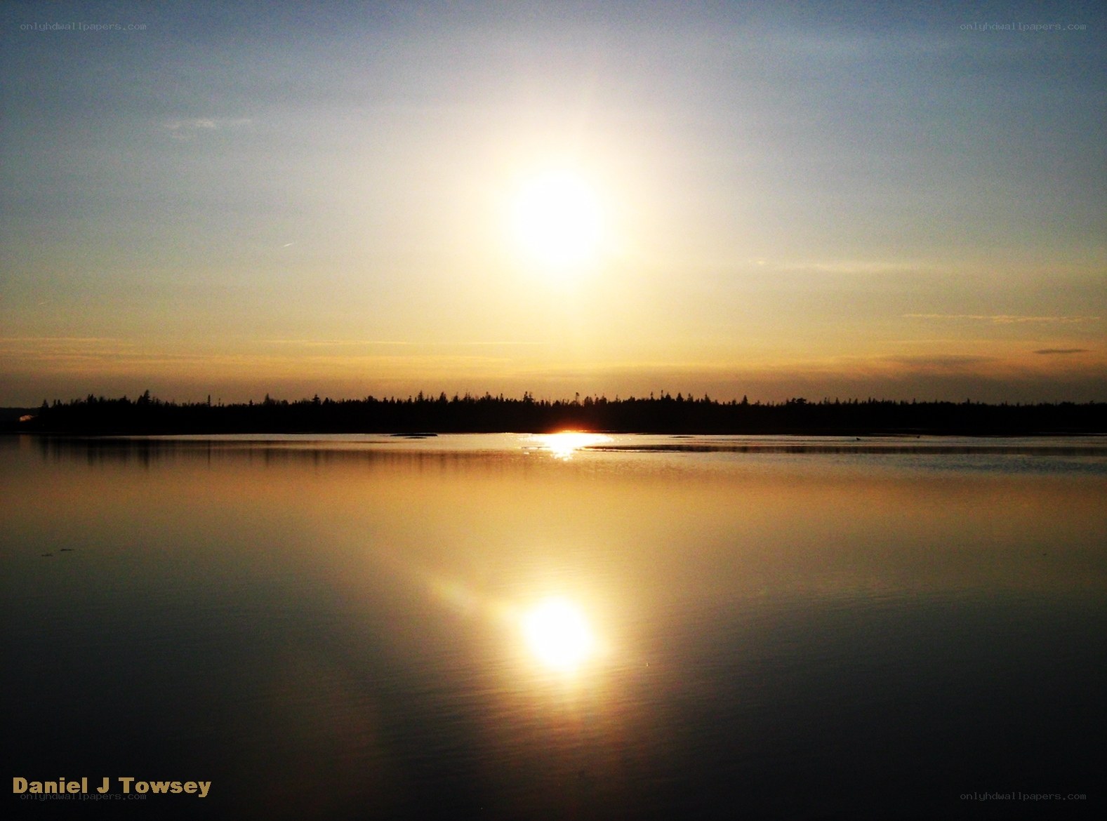 Sunset over a calm lake