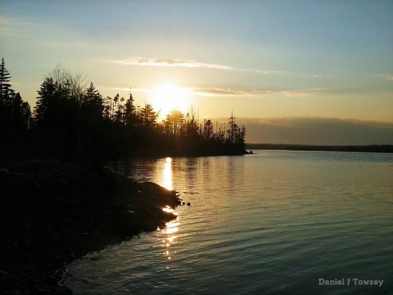 Sunset over a calm lake