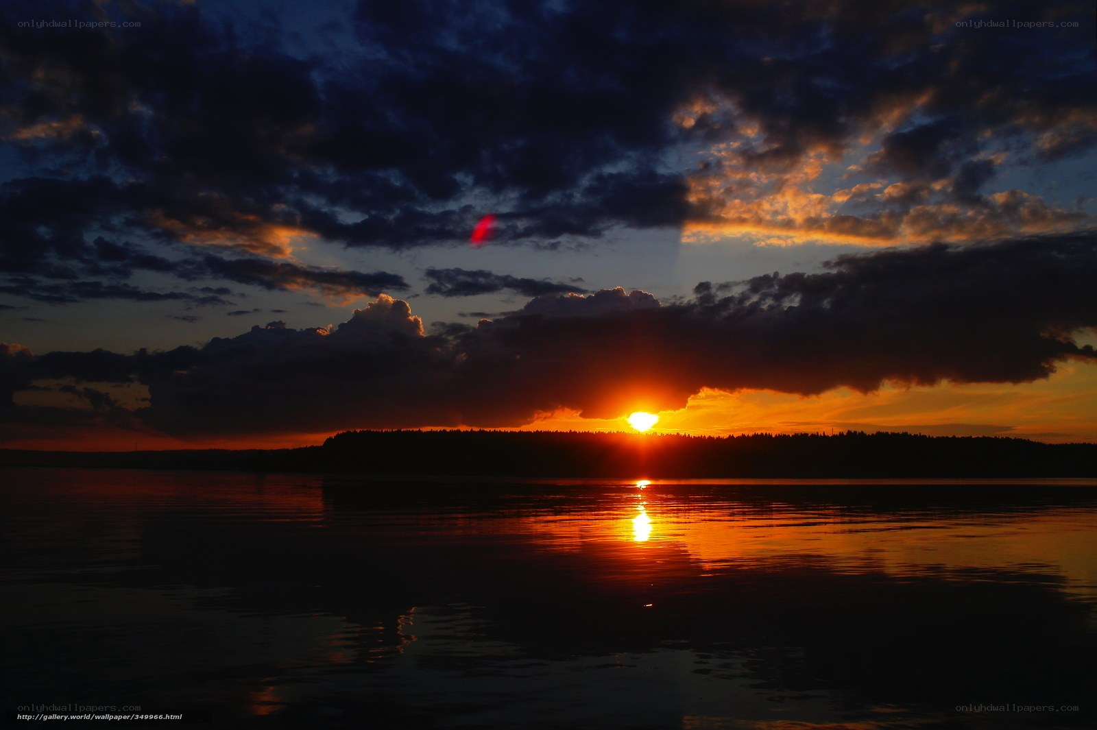 Sunset over a calm lake