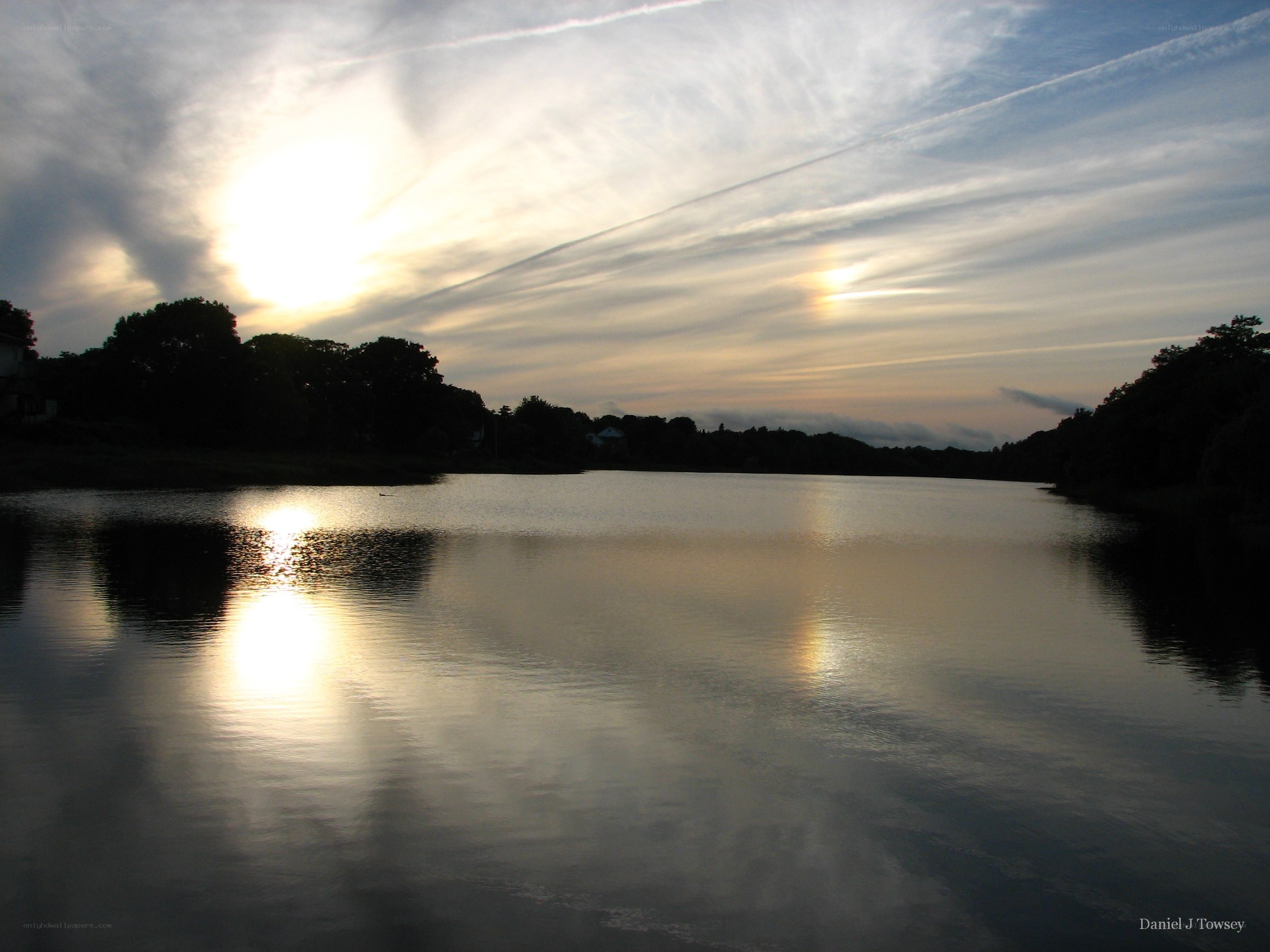 Sunset over a calm lake