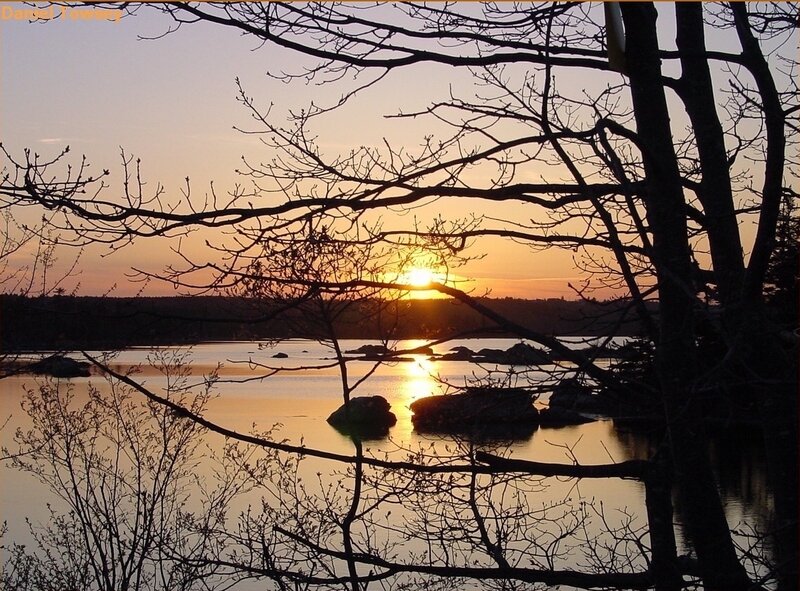Sunset over a calm lake