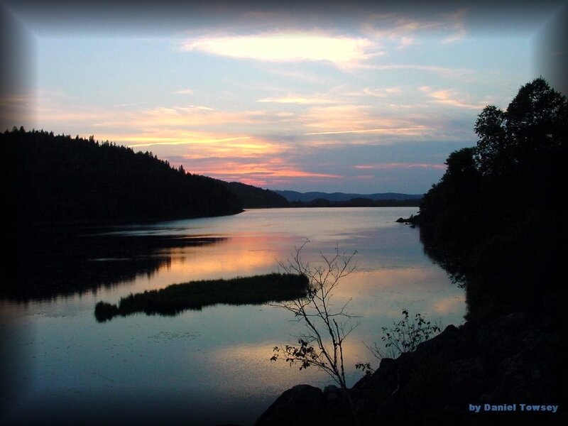 Sunset over a calm lake