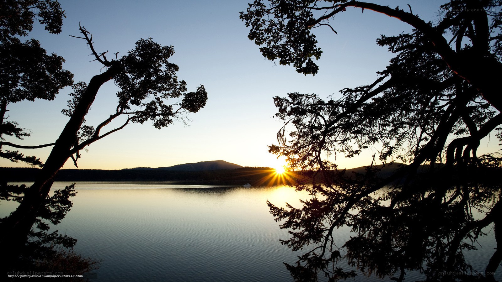 Sunset over a calm lake