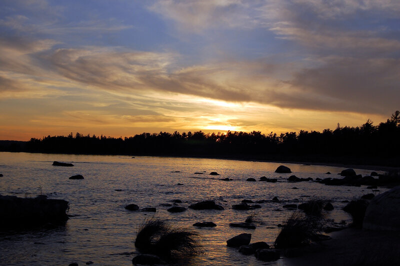 Sunset over a calm lake