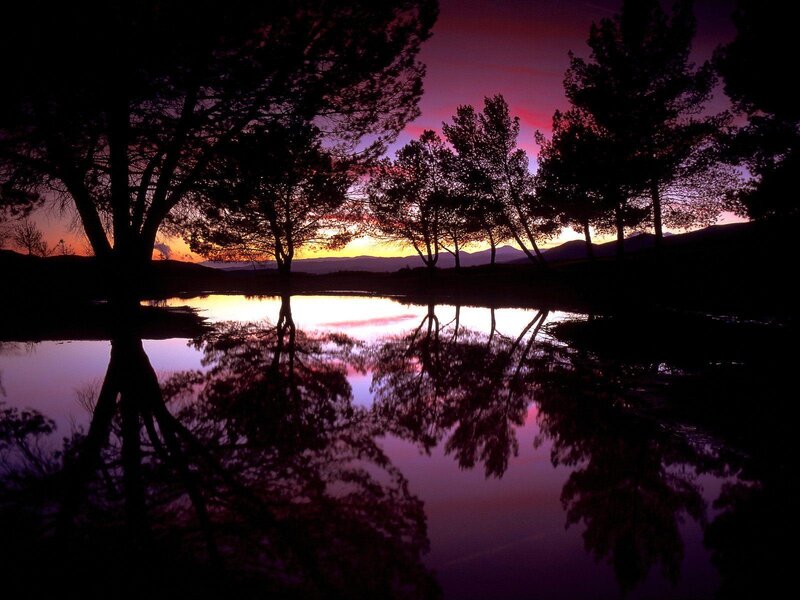 sunset over a calm lake