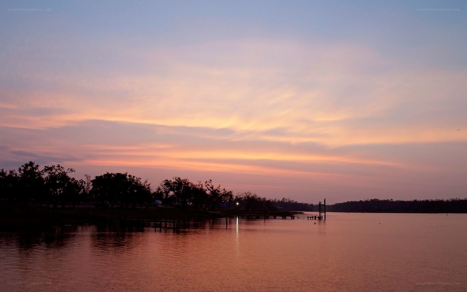 sunset over a calm lake