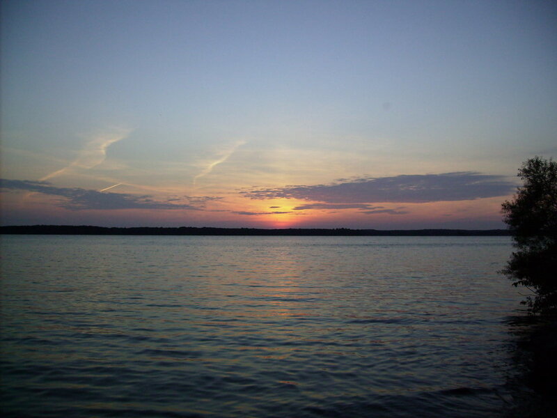 sunset over a calm lake