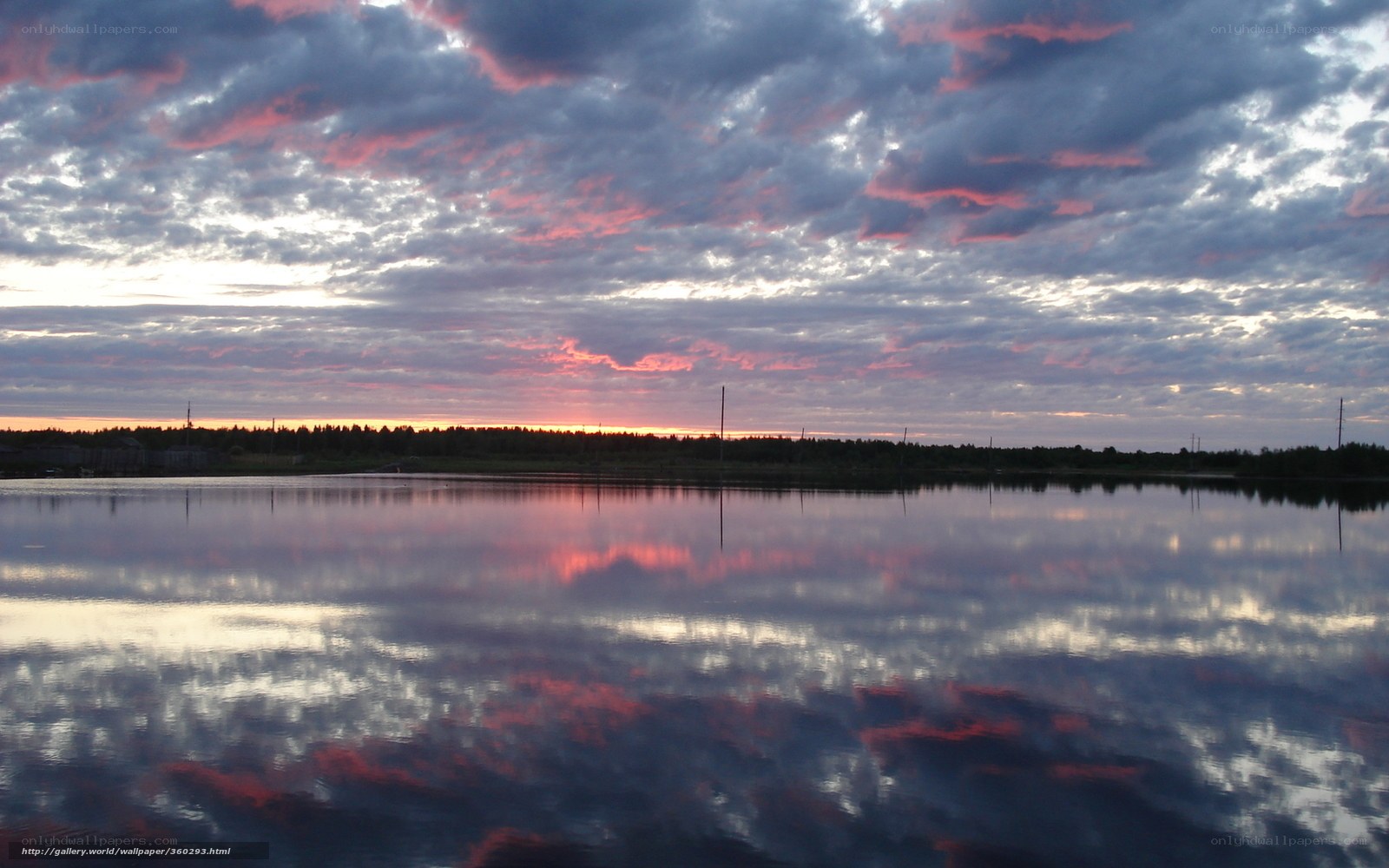 Sunset over a calm lake