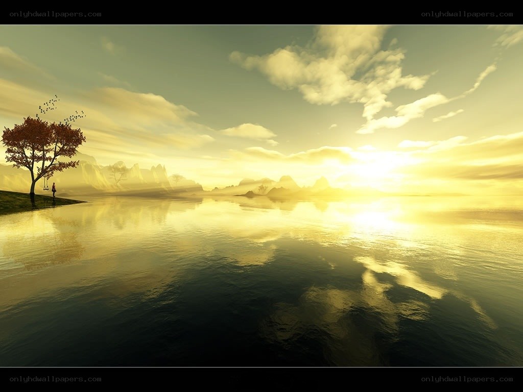 sunset over a calm lake