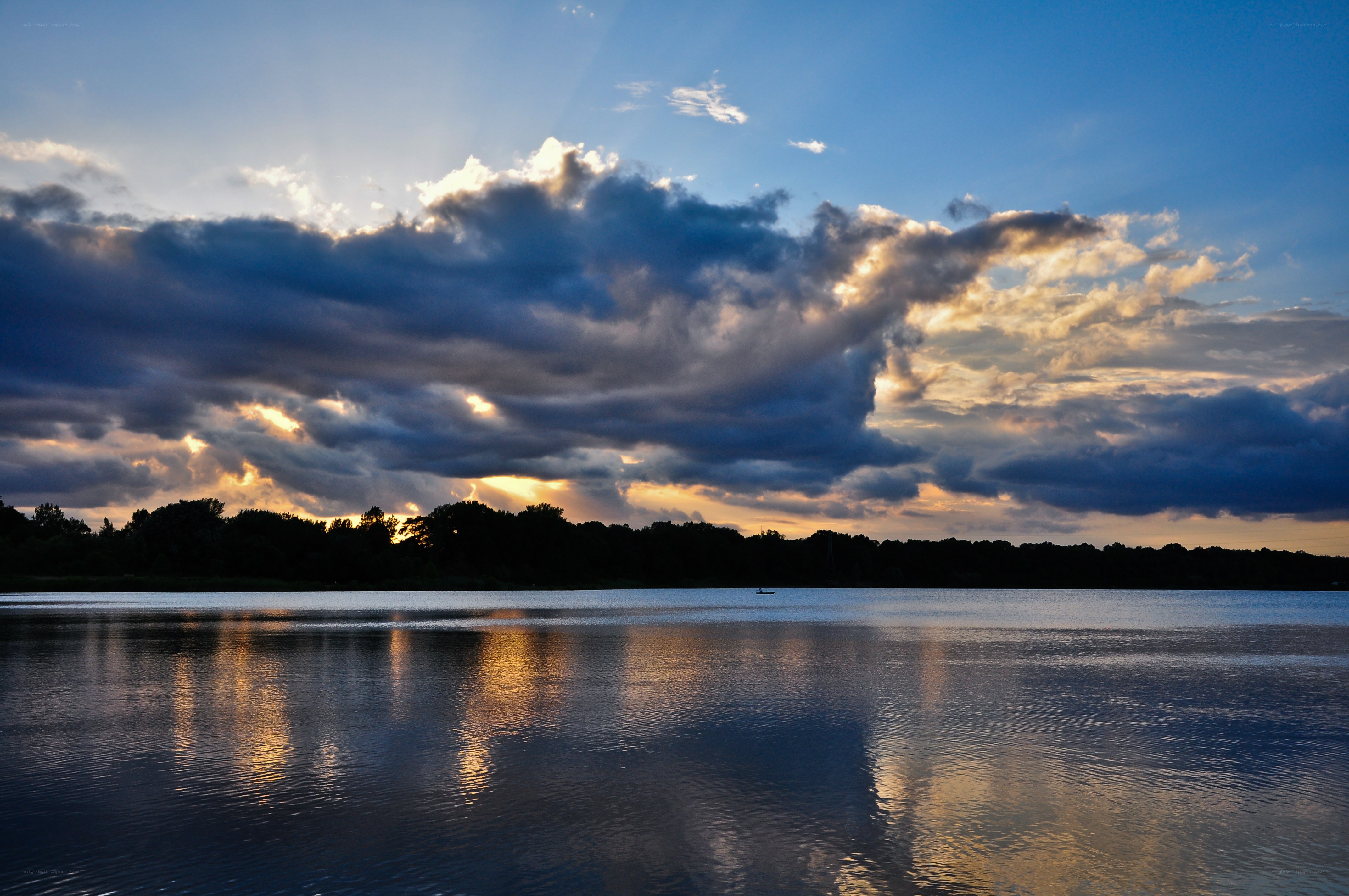 Sunset over a calm lake