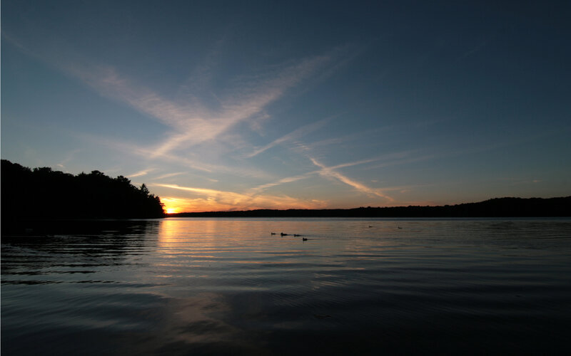 Sunset over a calm lake