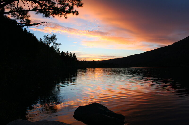 Sunset over a calm lake
