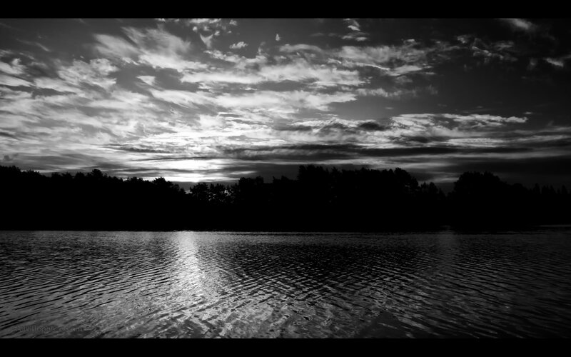 Sunset over a calm lake