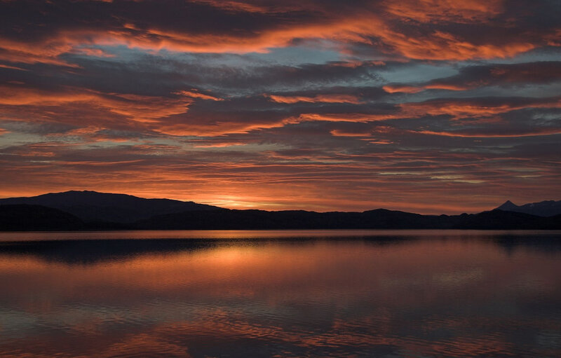 Sunset over a calm lake