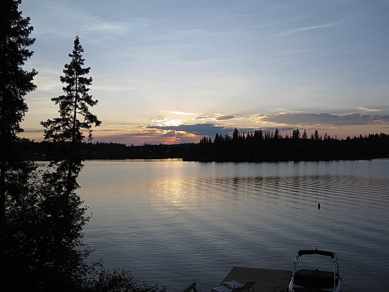 Sunset over a calm lake