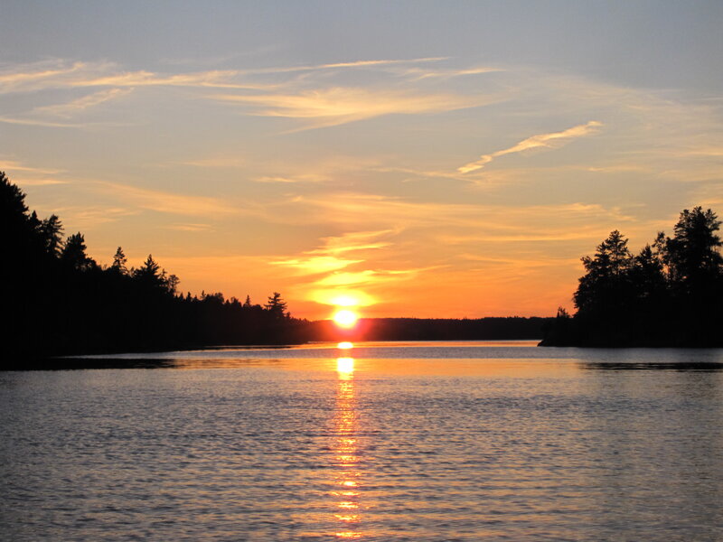 Sunset over a calm lake