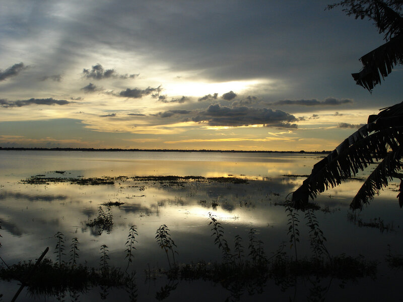 sunset over a calm lake