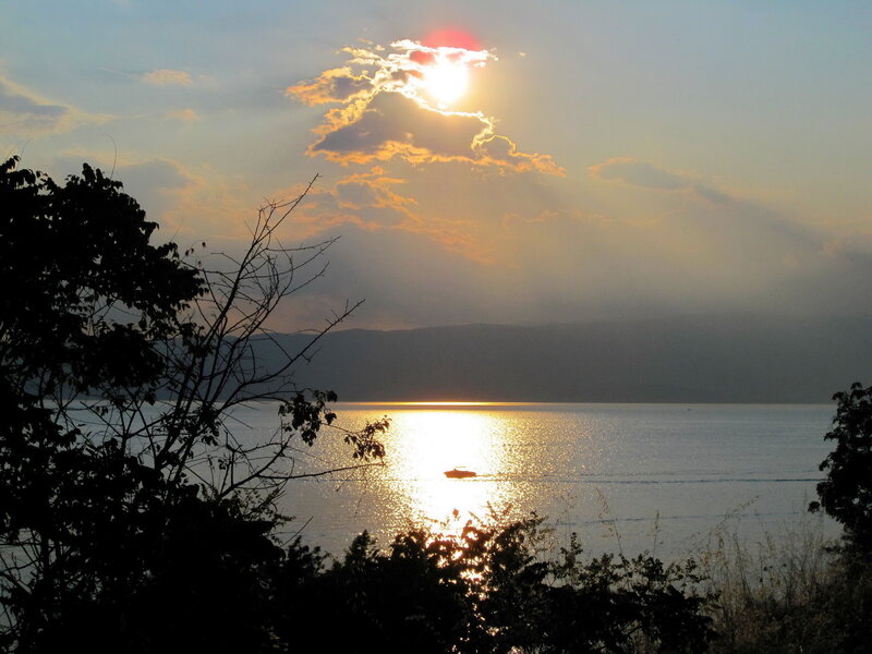 Sunset over a calm lake
