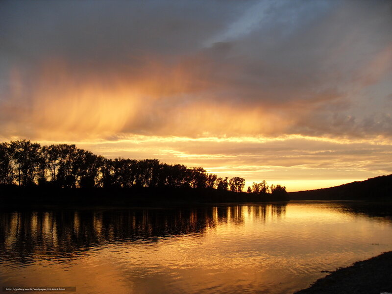 Sunset over a calm river
