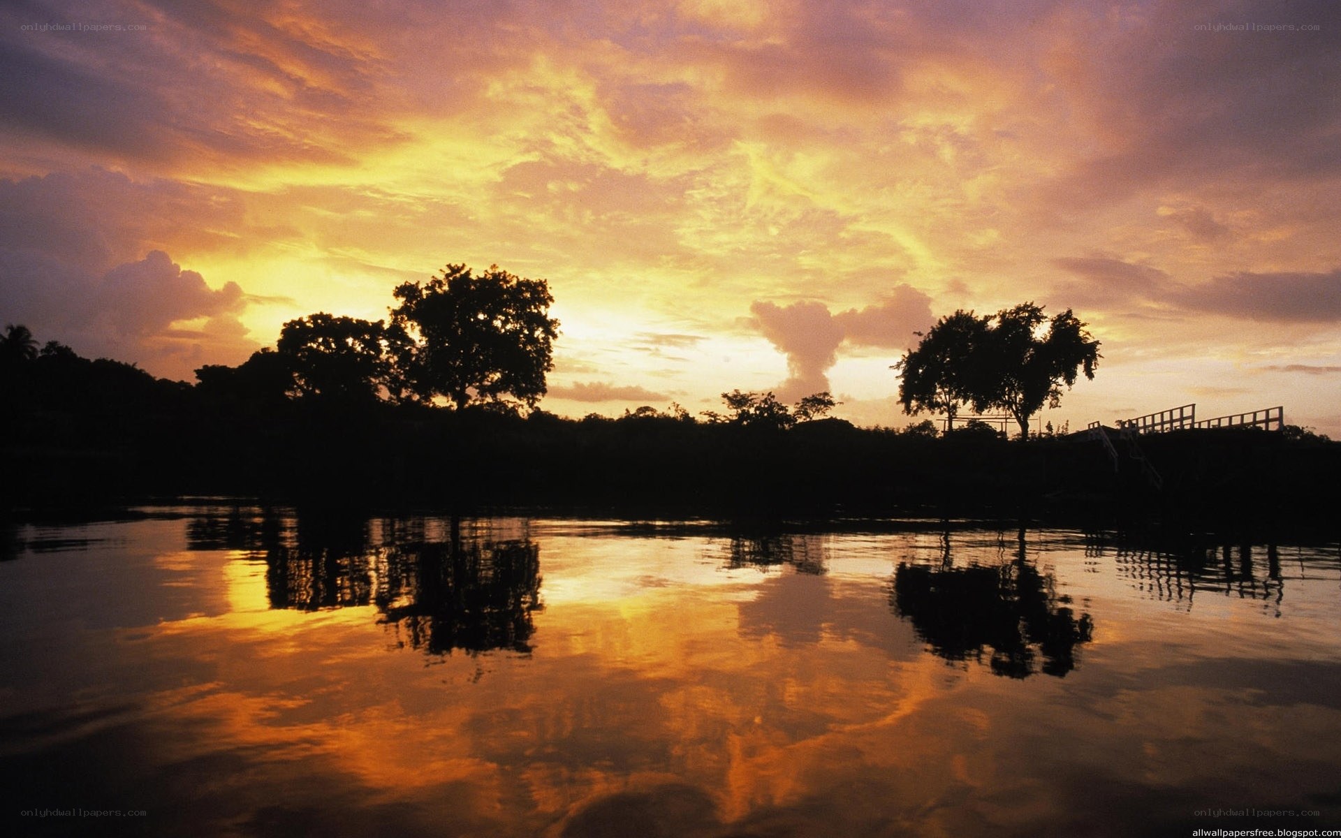 sunset over a calm river