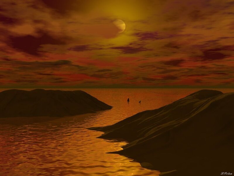Sunset over a calm sea