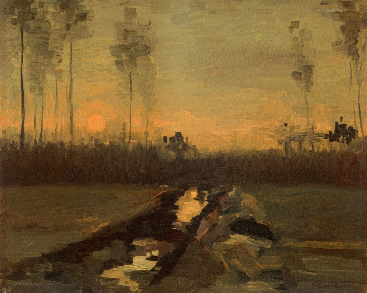 Sunset over a canal