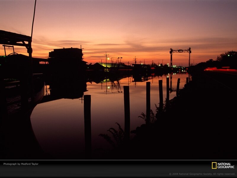 sunset over a canal