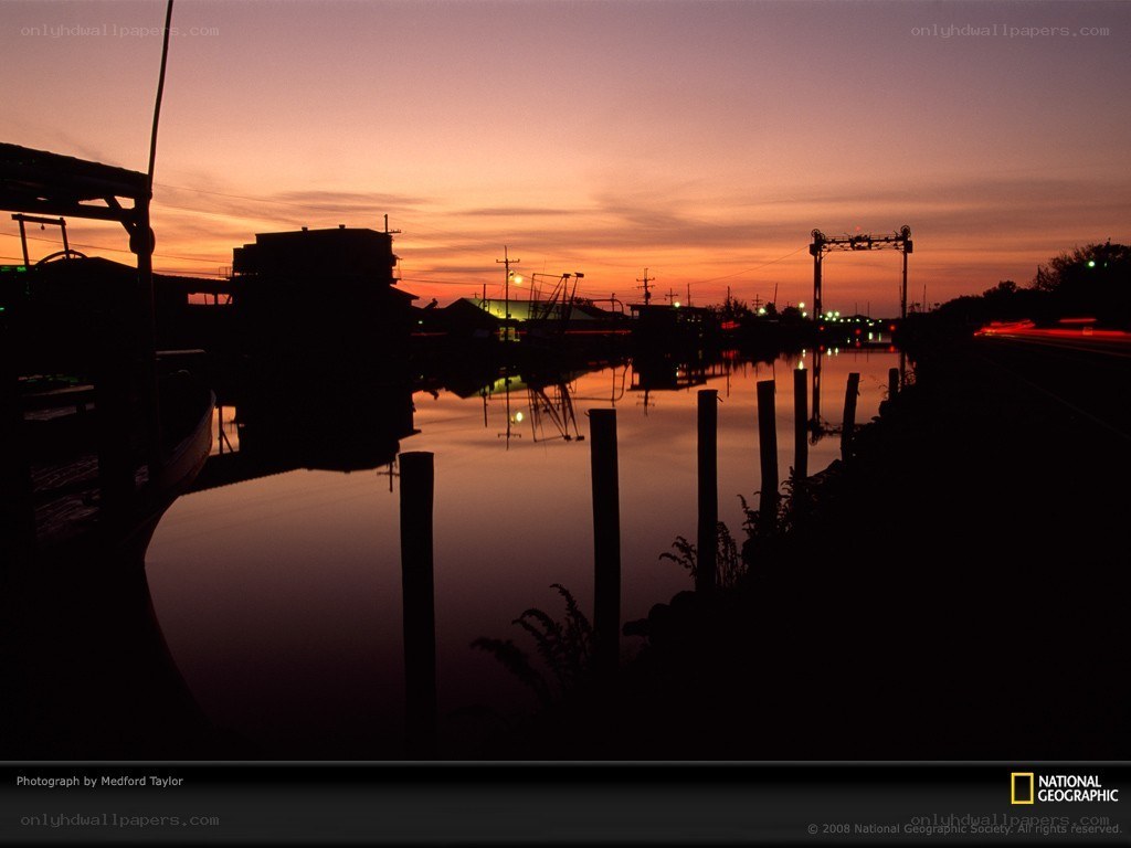 sunset over a canal