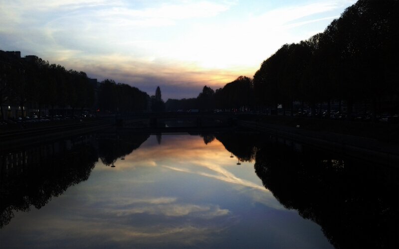 sunset over a canal
