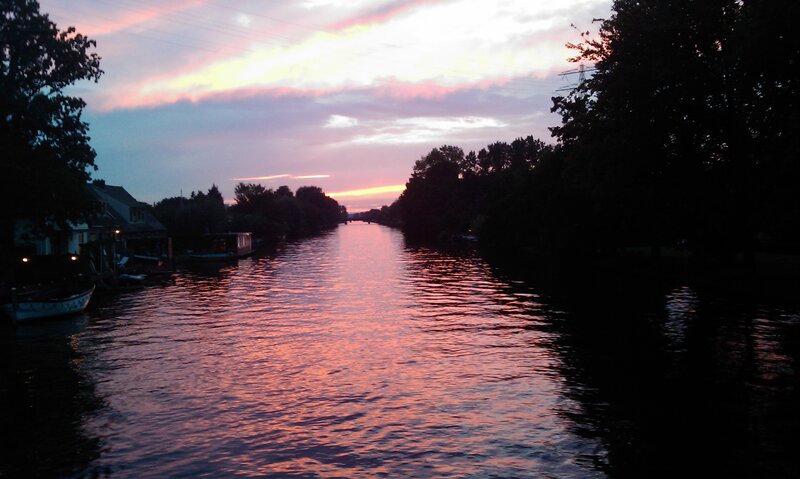 sunset over a canal