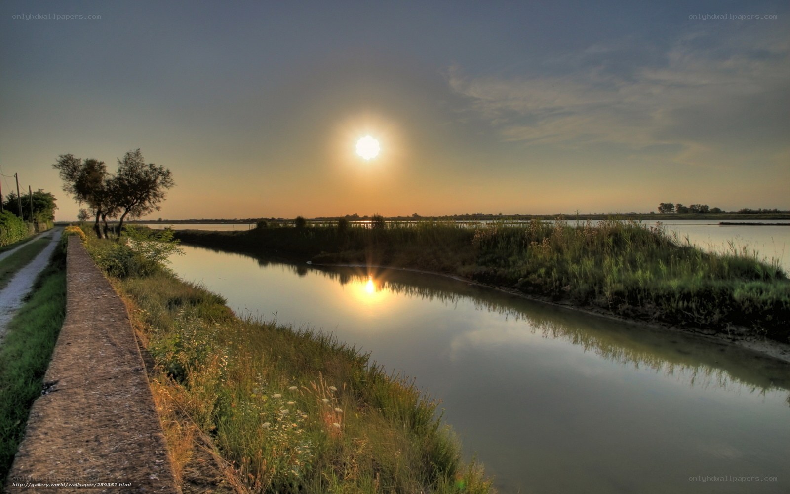 Sunset over a canal