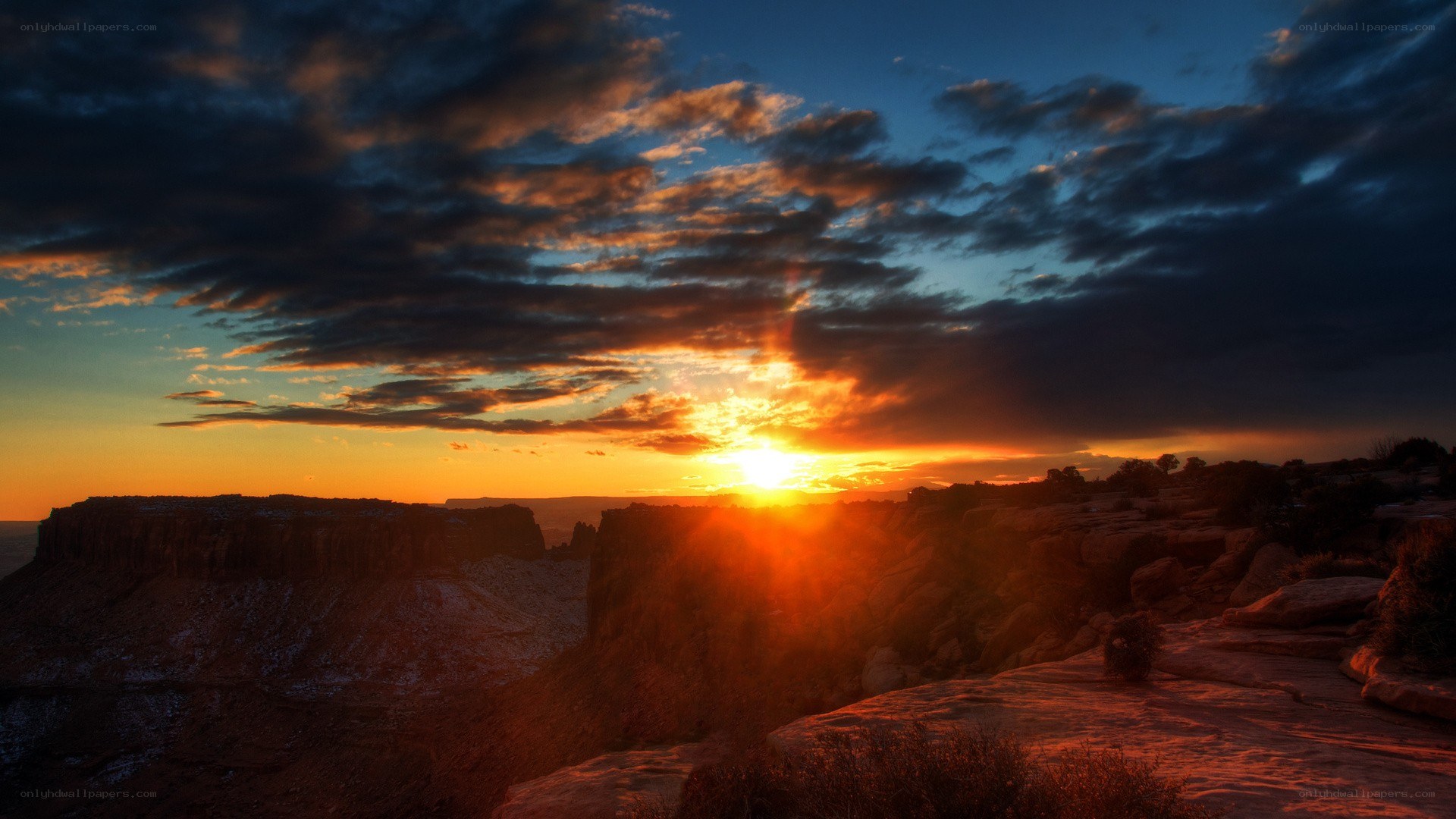 Sunset over a canyon