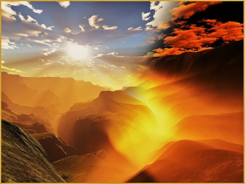 Sunset over a canyon