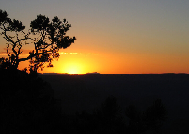 Sunset over a canyon