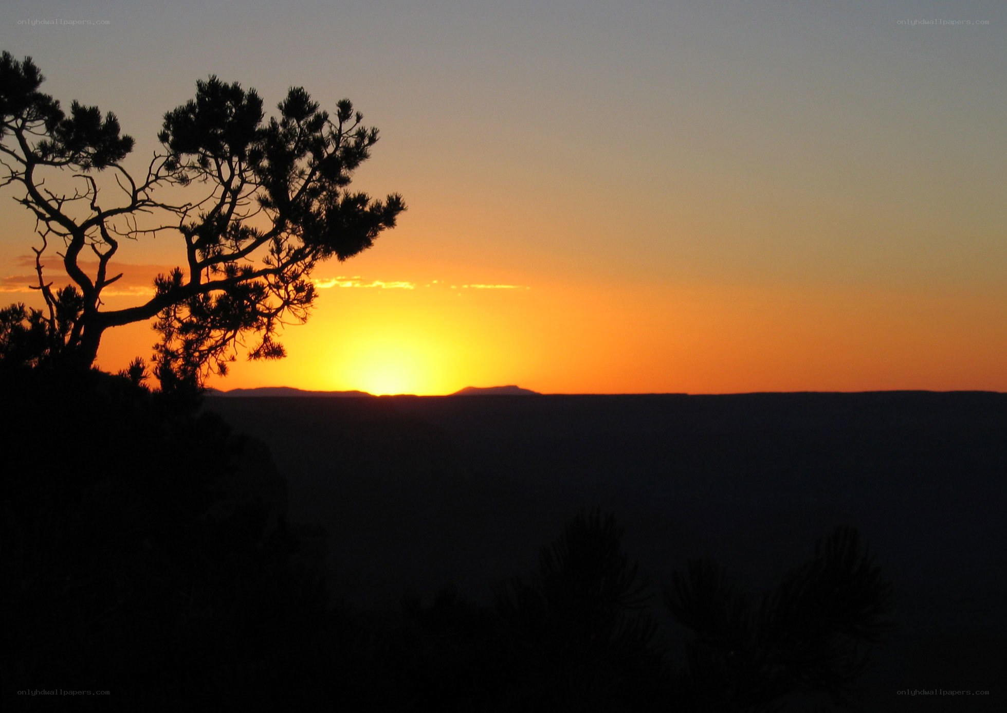 Sunset over a canyon