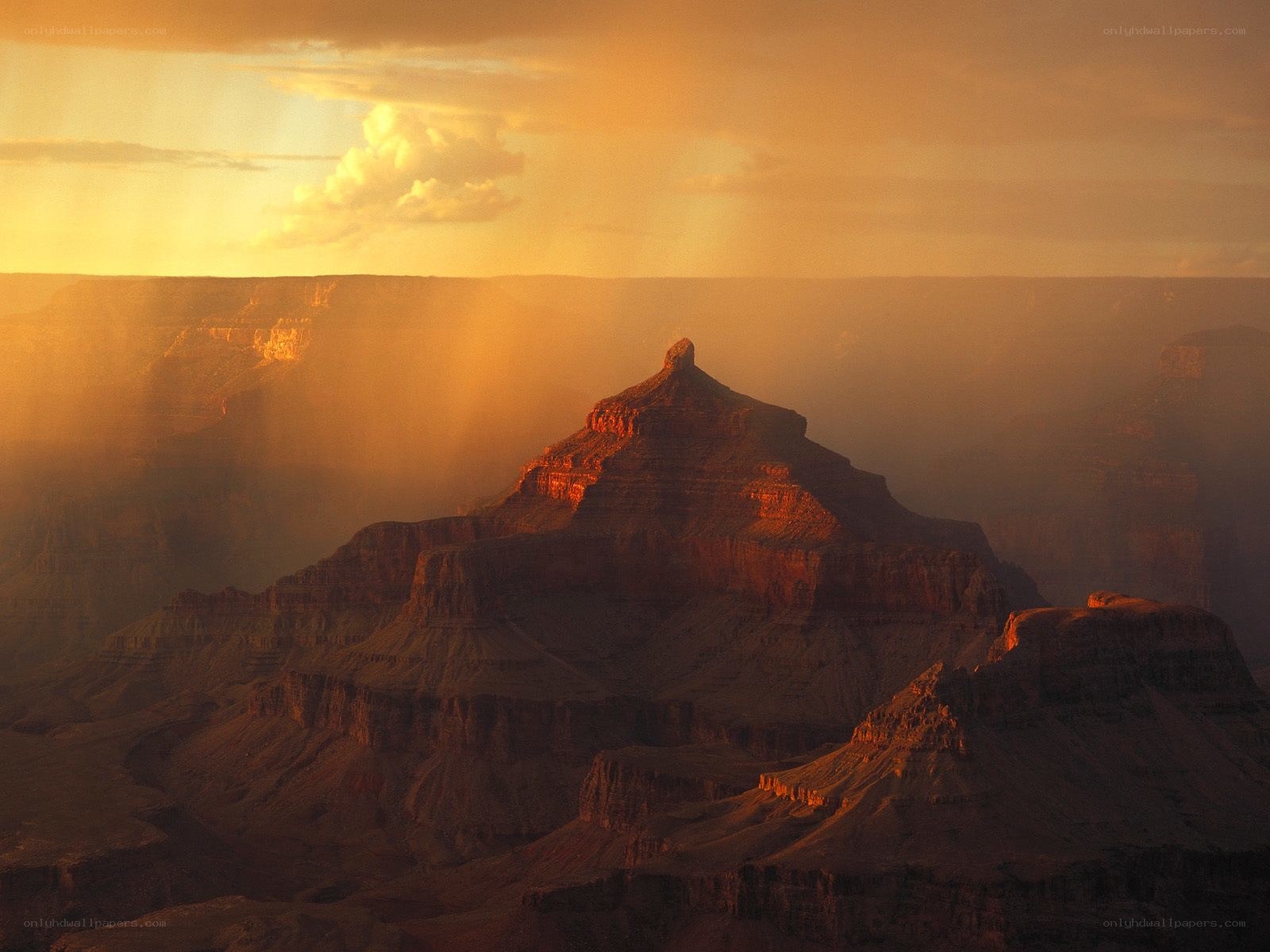 Sunset over a canyon