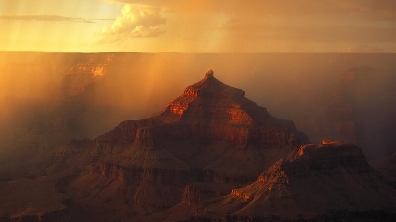 Sunset over a canyon